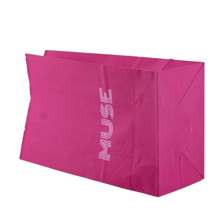 Small Kraft Paper Bags Printed Deep Pink Color